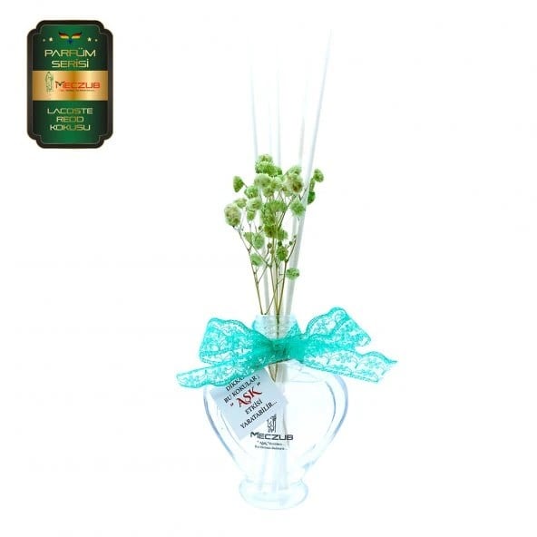 Aşk-ı Sermest Toptan Meczub Parfüm Serisi Lacostee Redd Kokulu 10 x 60 ml Kalp Şişe Bambu Çubuklu Ortam Kokusu Reed Diffuser Oda Kokusu