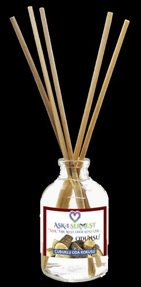 Aşk-ı Sermest Toptan Odunsu Aromalı Bambu Çubuklu Oda Kokusu Reed Diffuser Ortam Kokusu Parfüm, Oval Şişe, 50 mL, 10 Adet
