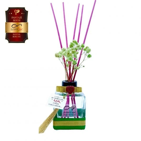 Aşk-ı Sermest Toptan Ölümsüz Aşk Fantazi Serisi Sandal Kokulu 3 x 120 ml küp Şişe Bambu Çubuklu Ortam Kokusu Reed Diffuser Oda Kokusu