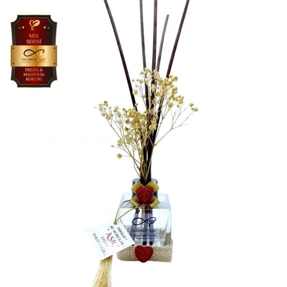 Aşk-ı Sermest Toptan Ölümsüz Aşk Mix Serisi Fresia & Magnolia Kokulu 10 x 60 ml küp Şişe Bambu Çubuklu Ortam Kokusu Reed Diffuser Oda Kokusu