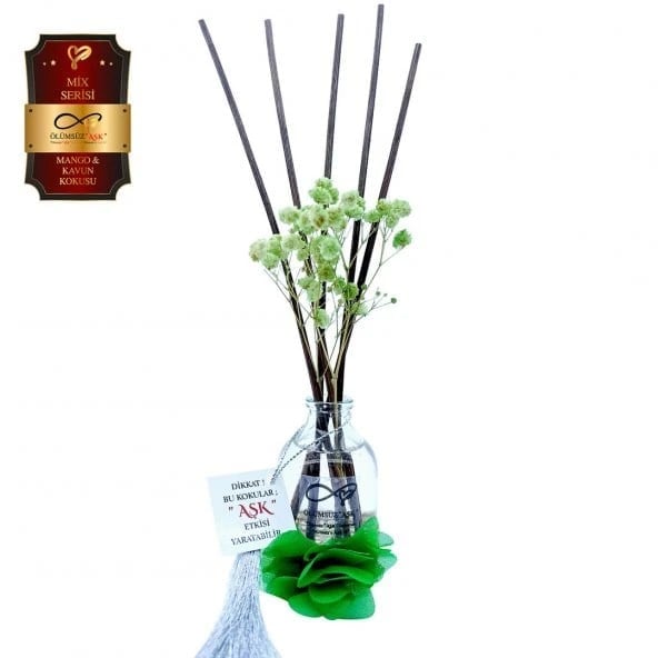 Aşk-ı Sermest Toptan Ölümsüz Aşk Mix Serisi Mango & Kavun Kokulu 10 x 50 ml Oval Şişe Bambu Çubuklu Ortam Kokusu Reed Diffuser Oda Kokusu
