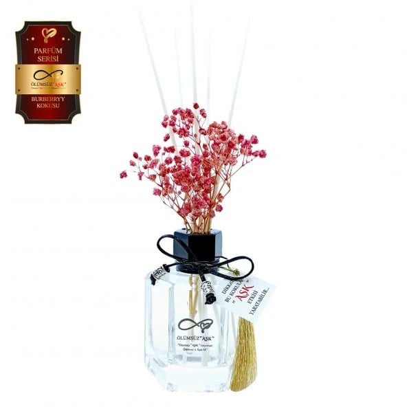 Aşk-ı Sermest Toptan Ölümsüz Aşk Parfüm Serisi Burberryy Kokulu 3 x 120 ml Köşeli Şişe Bambu Çubuklu Ortam Kokusu Reed Diffuser Oda Kokusu