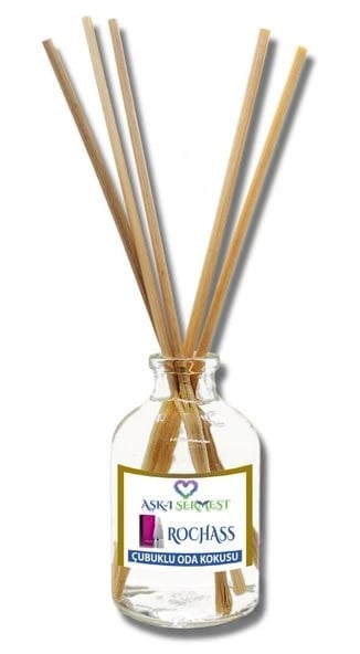 Aşk-ı Sermest Toptan Rochass Çiçek Aromalı Bambu Çubuklu Oda Kokusu Reed Diffuser Ortam Kokusu Parfüm, Oval Şişe, 100 mL, 5 Adet