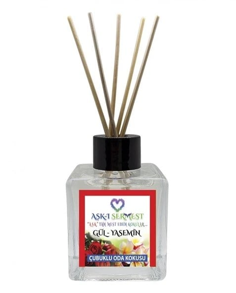 Aşk-ı Sermest Toptan Rochass Çiçek Aromalı Bambu Çubuklu Oda Kokusu Reed Diffuser Ortam Kokusu Parfüm,  Küp Şişe,  200 mL, 3 Adet