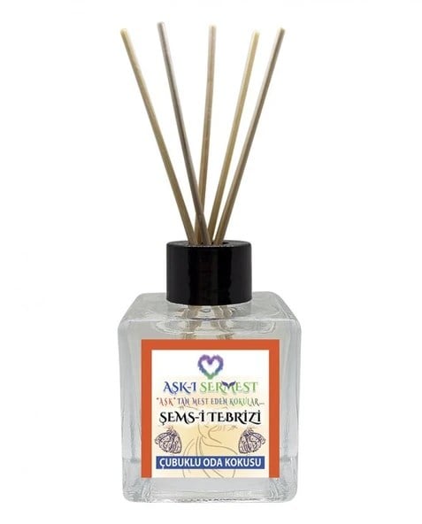 Aşk-ı Sermest Toptan Şems-i Tebrizi Çiçek Aromalı Bambu Çubuklu Oda Kokusu Reed Diffuser Ortam Kokusu Parfüm,  Küp Şişe,  200 mL, 5 Ad