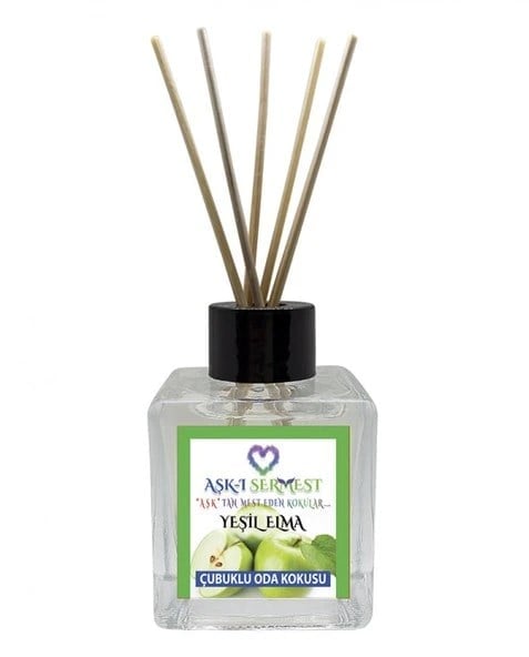 Aşk-ı Sermest Toptan Vanilya&Tarçın Aromalı Bambu Çubuklu Oda Kokusu Reed Diffuser Ortam Kokusu Parfüm,  Küp Şişe, 60 mL, 10 Adet