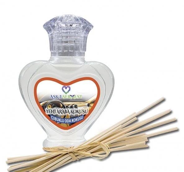 Aşk-ı Sermest Toptan Yeni Araba Kokusu Çiçek Aromalı Bambu Çubuk Oda Kokusu Parfüm, Kalp Şişe, 60 mL, 10 Ad