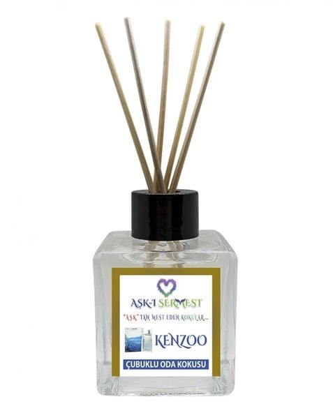 Aşk-ı Sermest Toptan Yeşil Elma Aromalı Bambu Çubuklu Oda Kokusu Reed Diffuser Ortam Kokusu Parfüm,  Küp Şişe,  120 mL, 3 Adet
