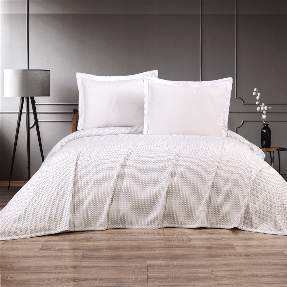 Cotton House Marine 4 Parça Çift Kişilik Yatak Örtüsü Takımı Gri