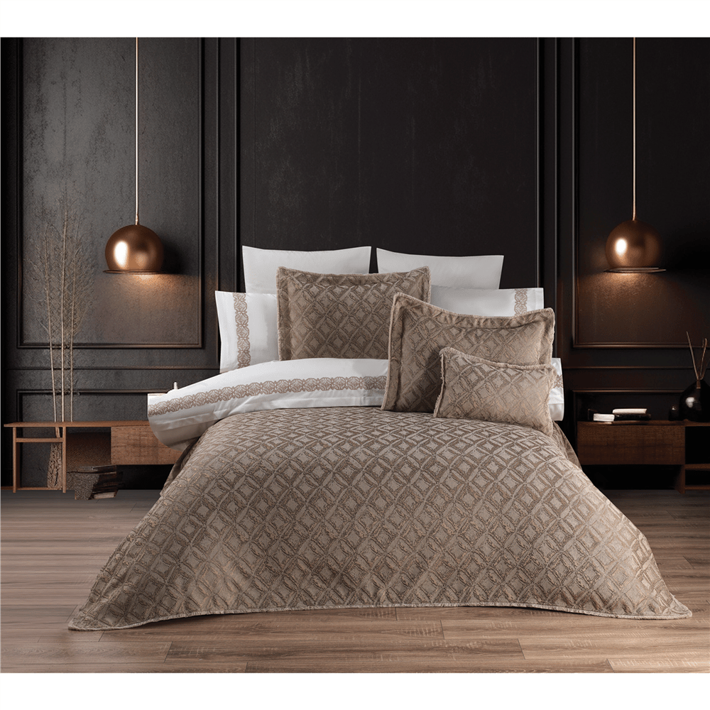 Cotton House Mocha Yatak Örtülü Çift Kişilik Nevresim Takımı