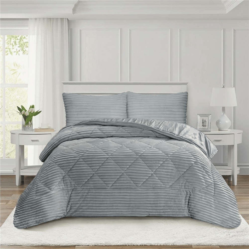 Dainty Home Destina Çift Kişilik Gri Yatak Örtüsü