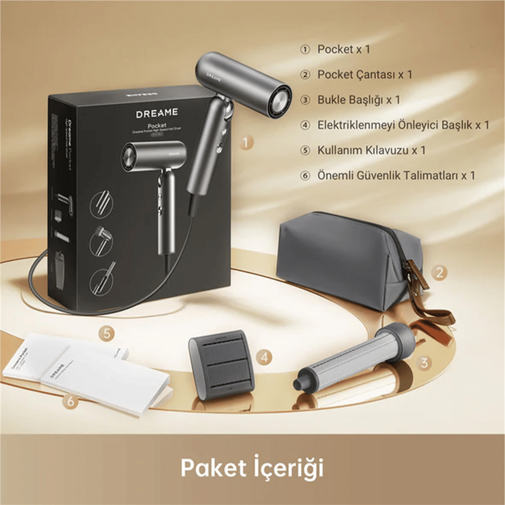 Dreame Hair Pocket Saç Kurutma Makinesi Gray