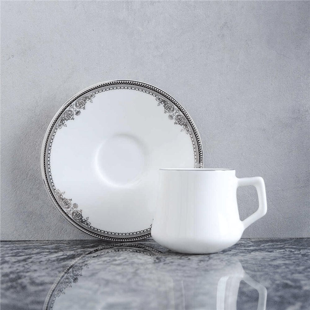 Evaliza Versailles Platin Double 6 Kişilik Kahve Fincan Takımı