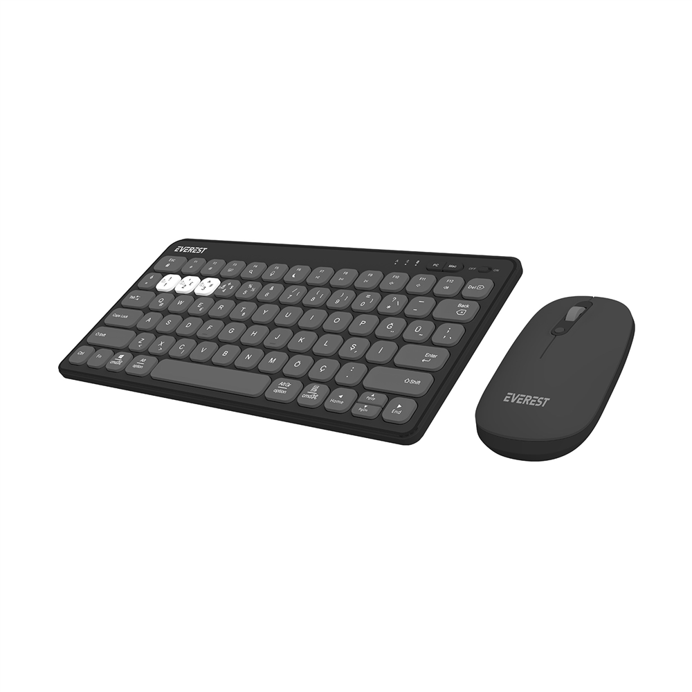 Everst Lumi KM-BT903 Siyah 3 IN1 3 BT 2.4 1600 DPI Kablosuz Klavye + Mouse Set