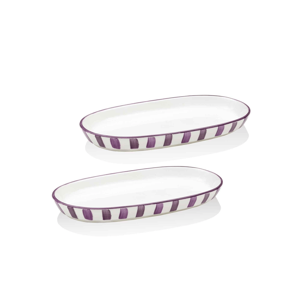 The Mia Joy Oval Servis Tabağı 2li Set Mor