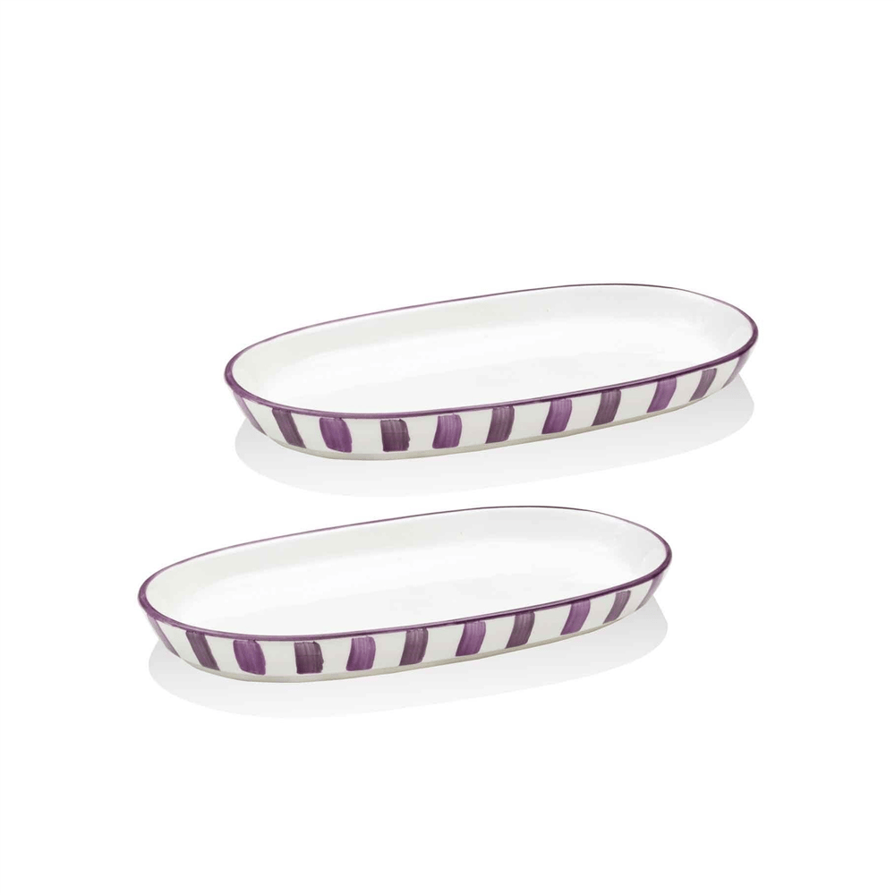 The Mia Joy Oval Servis Tabağı 2li Set Mor