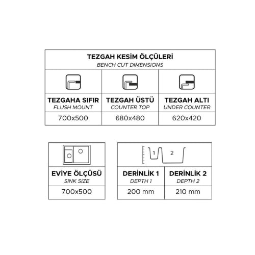 ZENDİ SELERA 76 GRANİT EVYE