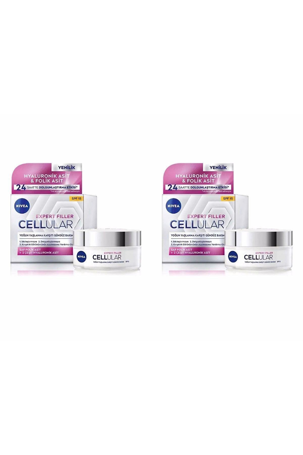 2 Adet Nivea Cellular Expert Filler Yoğun Yaşlanma Karşıtı Gündüz Yüz Kremi SPF15 50 Ml