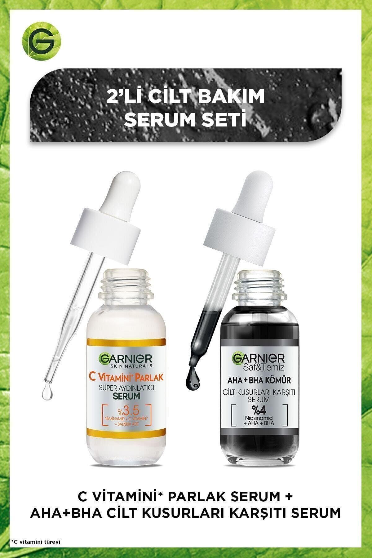 2'li Serum Seti - Aha+bha Cilt Kusurları Karşıtı Serum & C Vitamini Parlak Süper Aydınlatıcı Serum