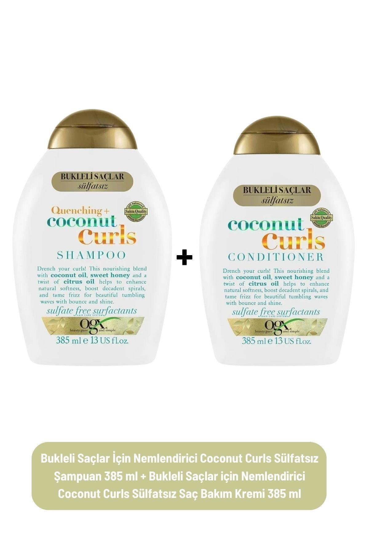 Bukleli Saçlar İçin Nemlendirici Coconut Curls Sülfatsız Şampuan + Sülfatsız Saç Bakım Kremi