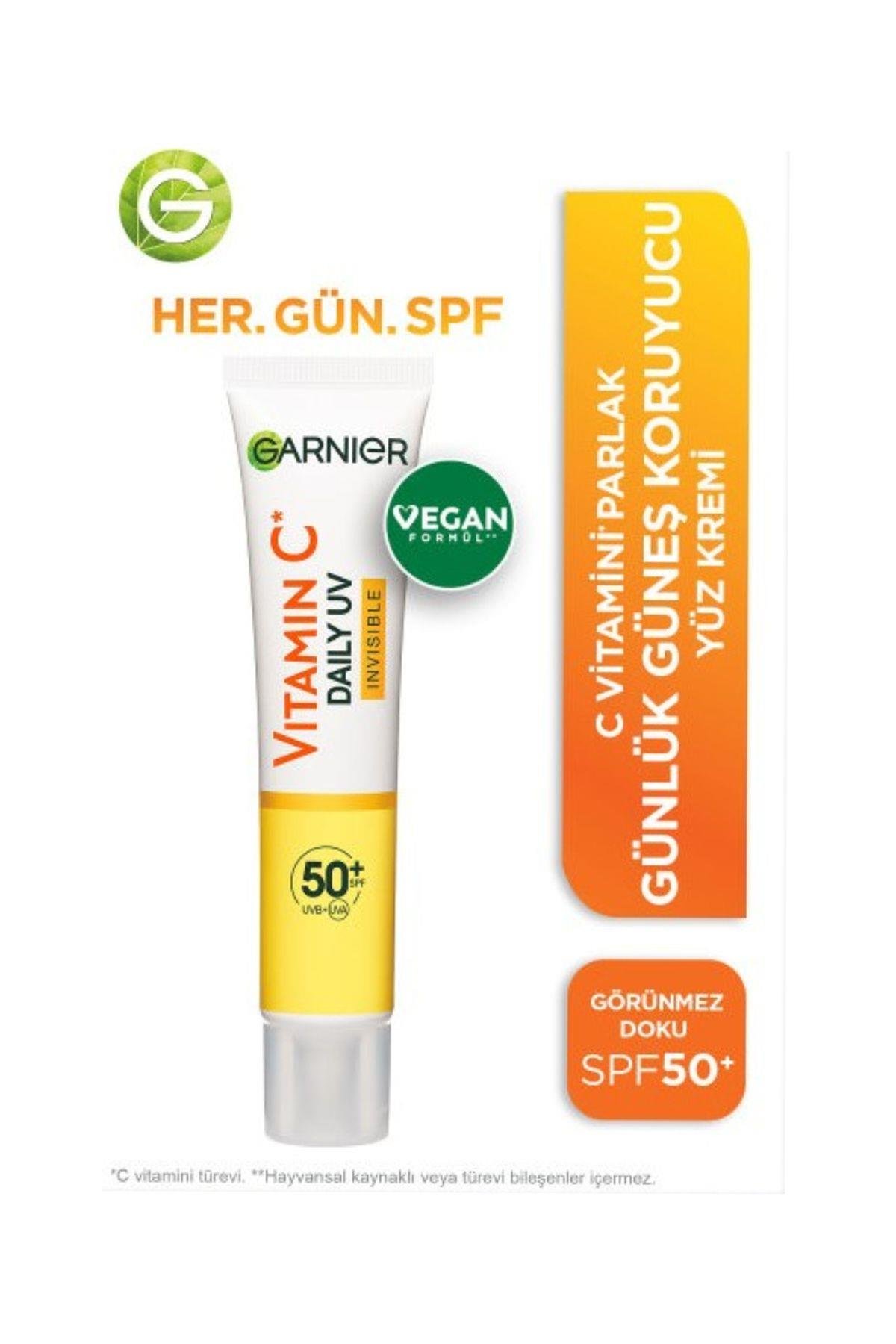 C Vitamini Parlak Günlük Güneş Koruyucu Fluid Yüz Kremi Görünmez Doku SPF50+ 40ml