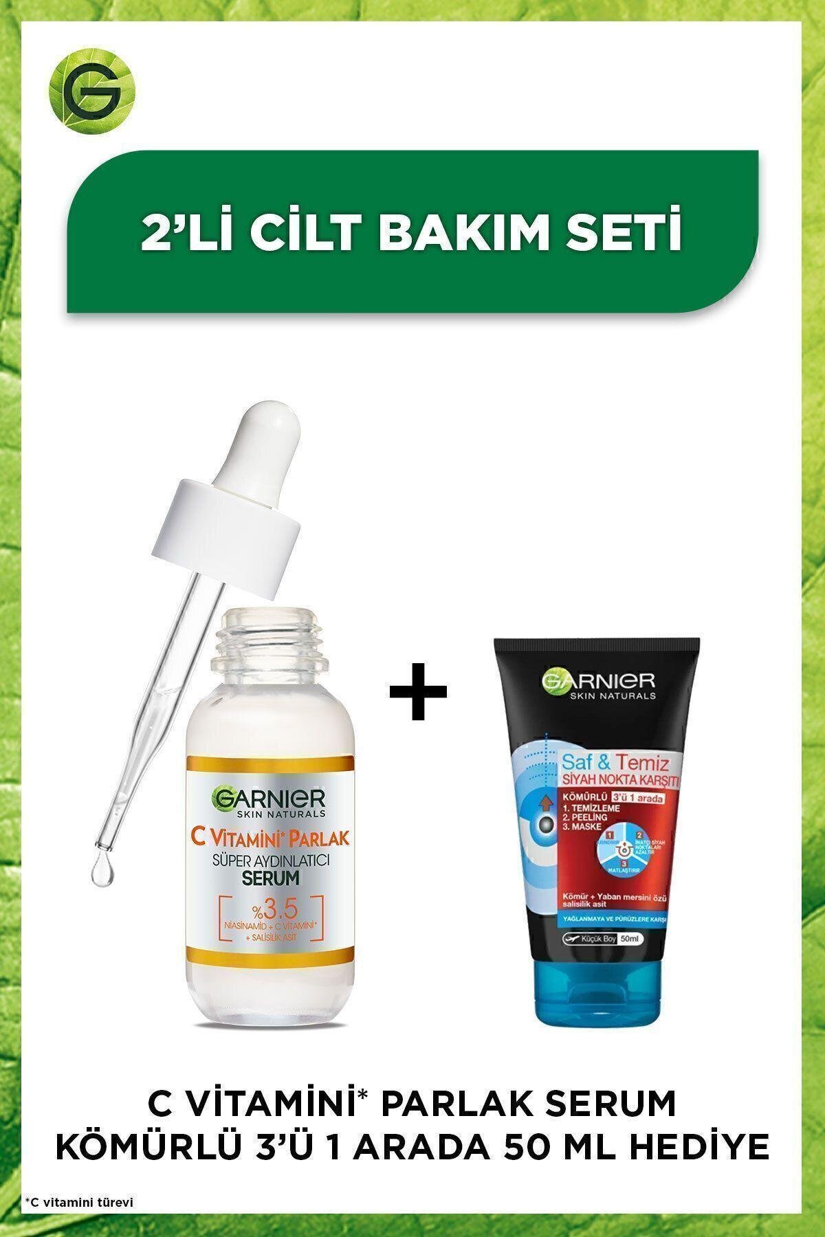 C Vitamini Parlak Süper Aydınlatıcı Serum 30ml & Kömürlü 3'ü 1 Arada Siyah Nokta Karşıtı 50 Ml