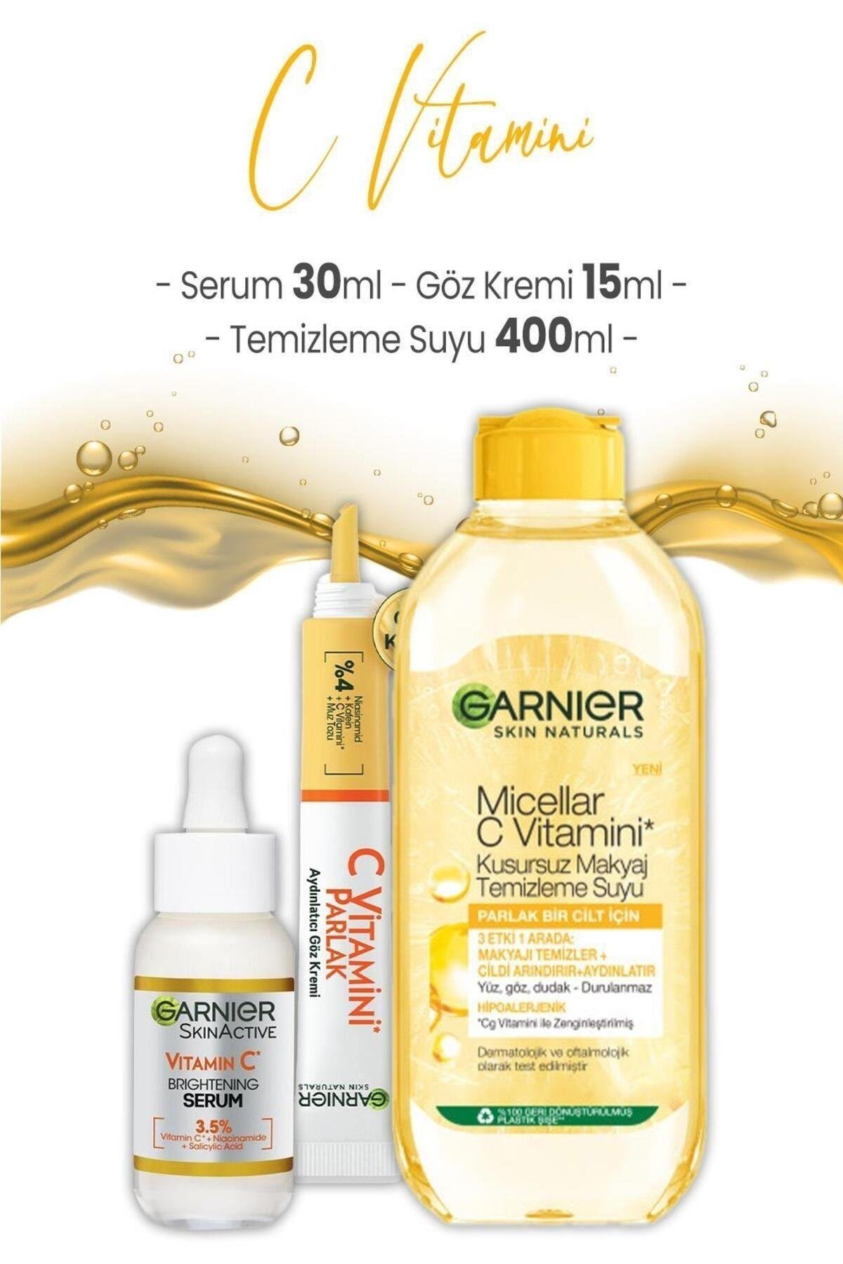 C Vitamini Serum 30 ml, Göz Kremi 15 ml ve Temizleme Suyu 400 ml