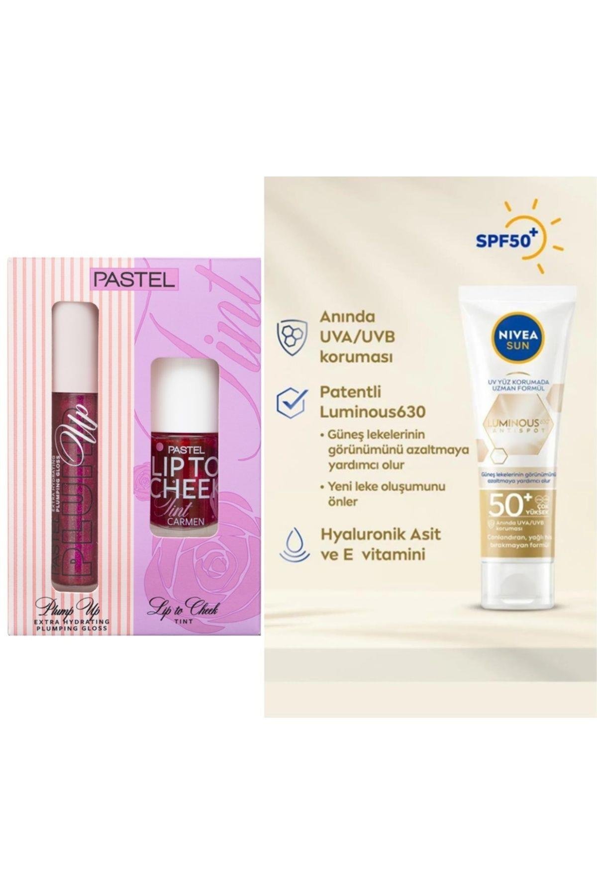 Dolgunlaştıran Dudak Parlatıcısı 207 & Lip To Cheek Carmen+Nivea Sun Luminous630 Leke Karşıtı Gündüz
