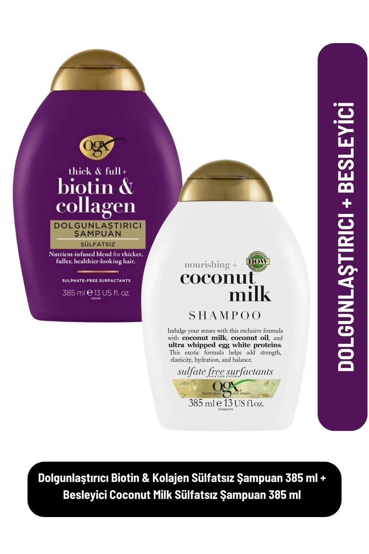 Dolgunlaştırıcı Biotin & Kolajen Sülfatsız Şampuan+Besleyici Coconut Milk Sülfatsız Şampuan