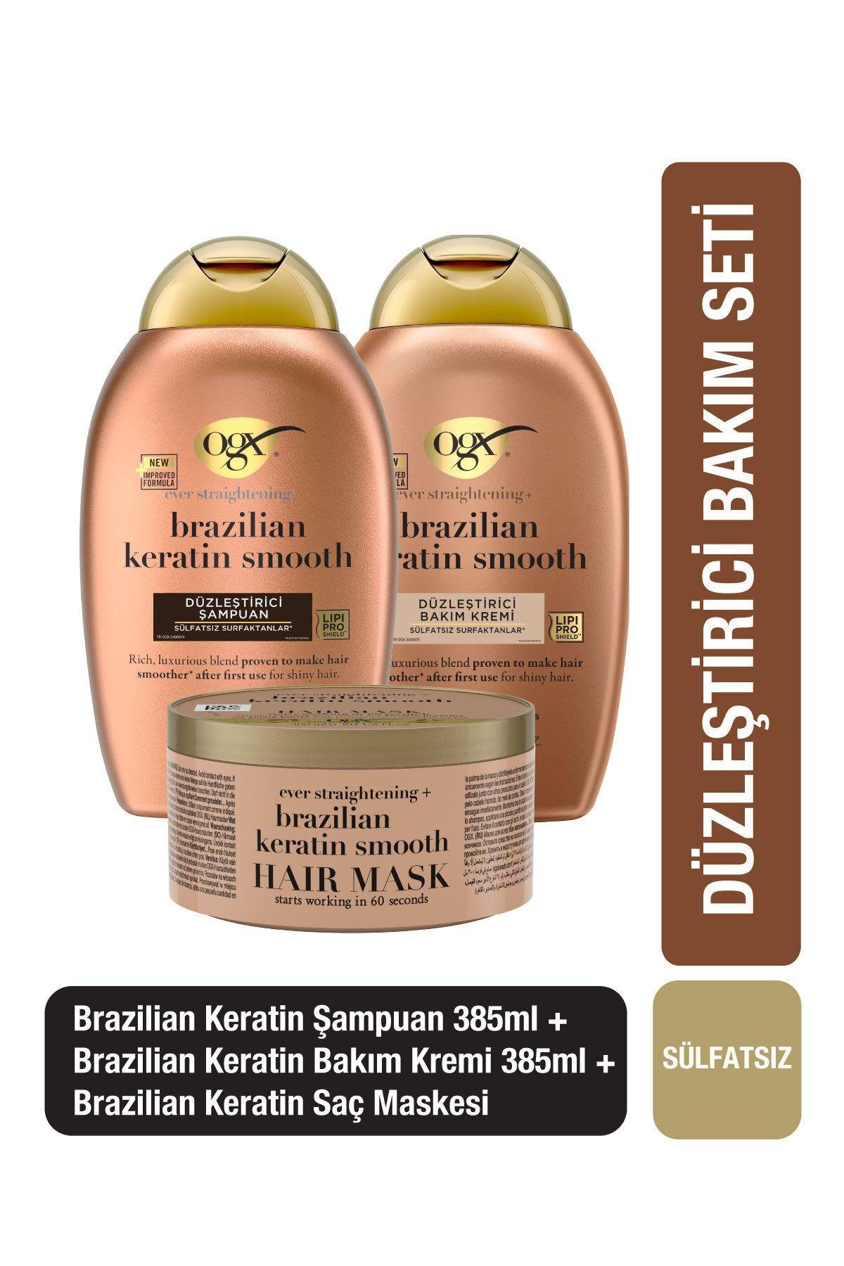 Düzleştirici Brazilian Keratin Smooth Sülfatsız Şampuan Sülfatsız Saç Kremi Saç Maskesi