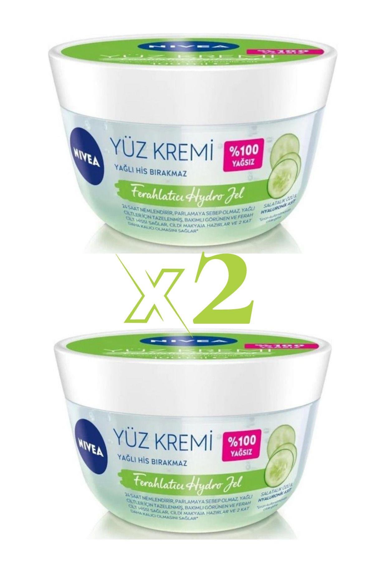 Ferahlatıcı Hydro Jel Yüz Bakım Kremi Hyaluronik Asit Nemlendirici 100ml x 2 Adet