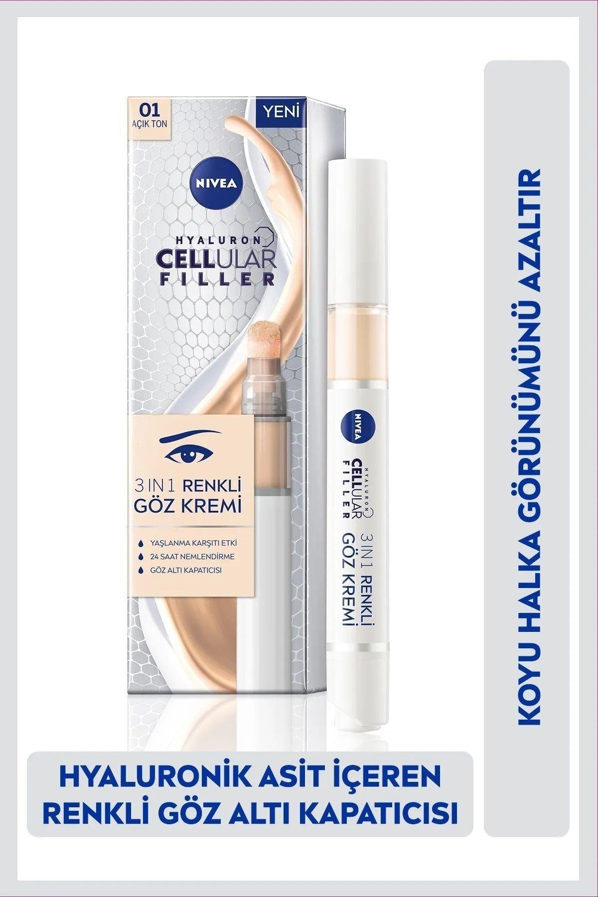 Hyaluron Cellular Filler 3 in 1 Renkli Orta Ton Göz Bakım Kremi 4 ml Göz Altı Kapatıcısı