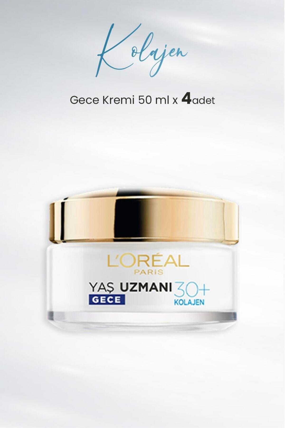 Loreal Paris Yaş Uzmanı Kırışıklık Karşıtı Gece Kremi 30+ Kolajen 50 ml x 4 Adet