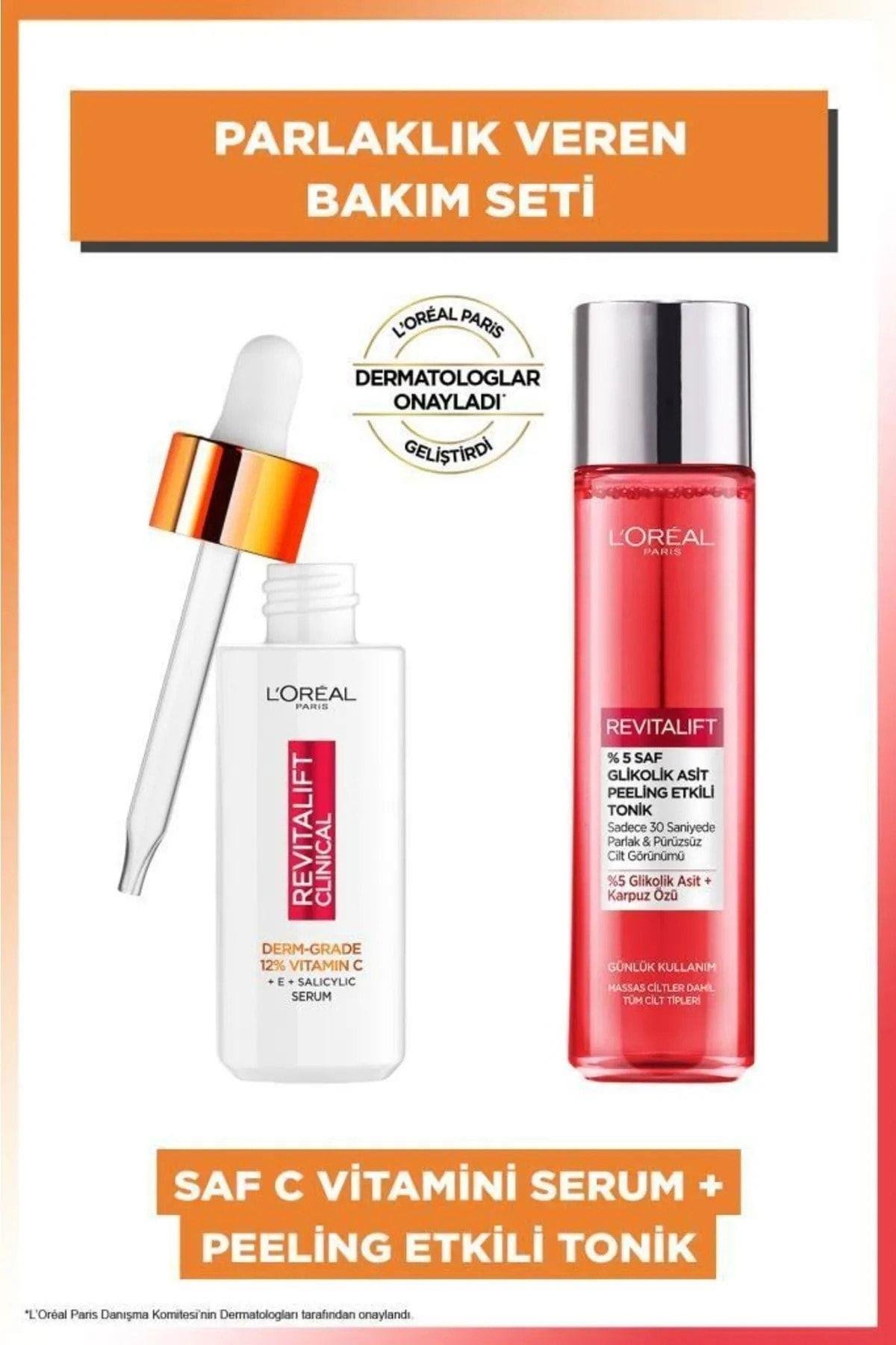 Revitalift Clinical %12 Saf C Vitamini Serum 30ml & %5 Saf Glikolik Asit Peeling Etkili Tonik 180ml