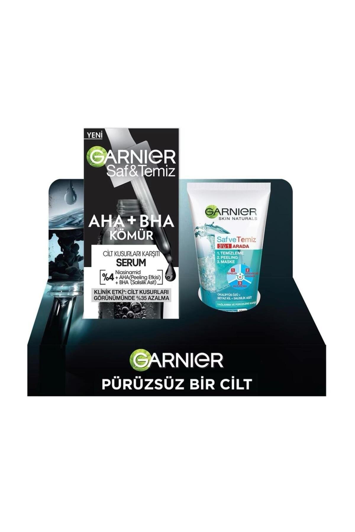 Saf &Temiz AHA+BHA Kömür +Skin Naturals 3ü 1 Arada