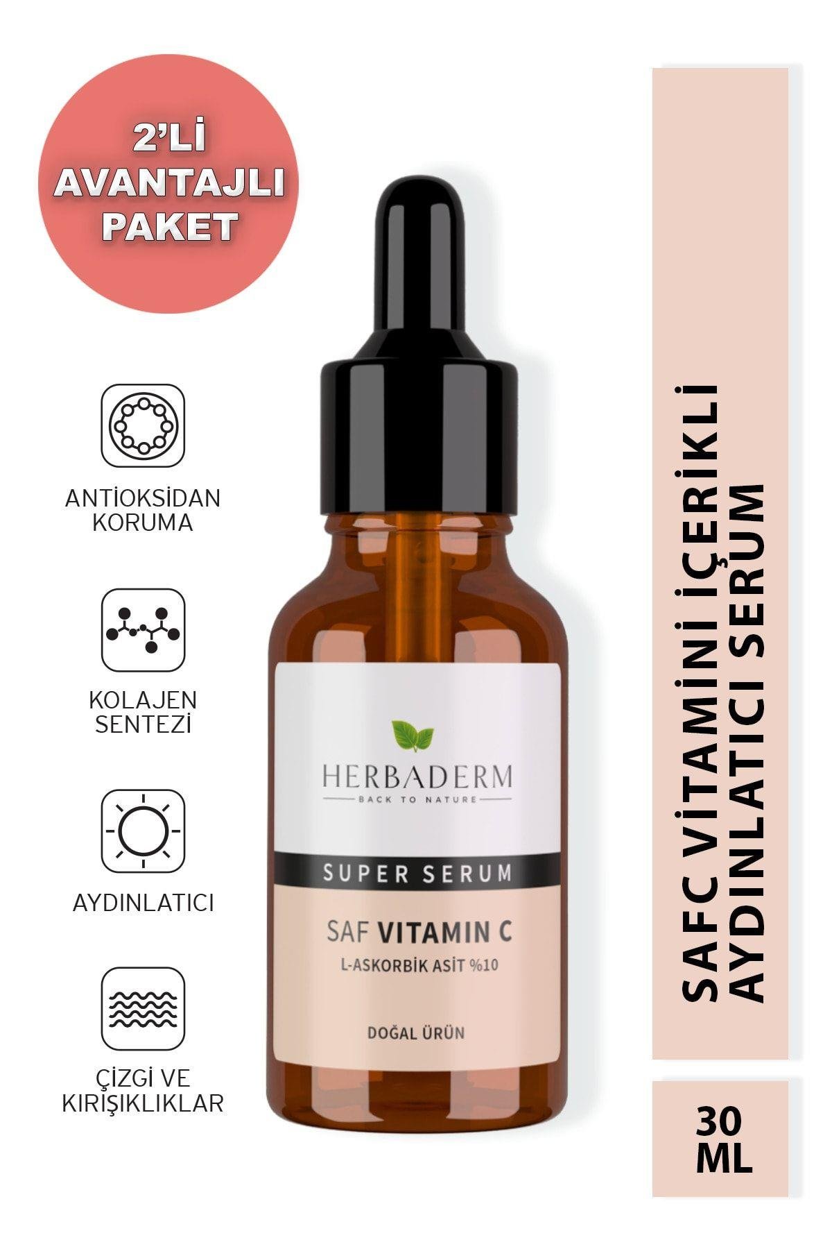 Süper Serum (SAF VİTAMİN C L-ASKORBİK ASİT %10) Aydınlatıcı 30 ml X2