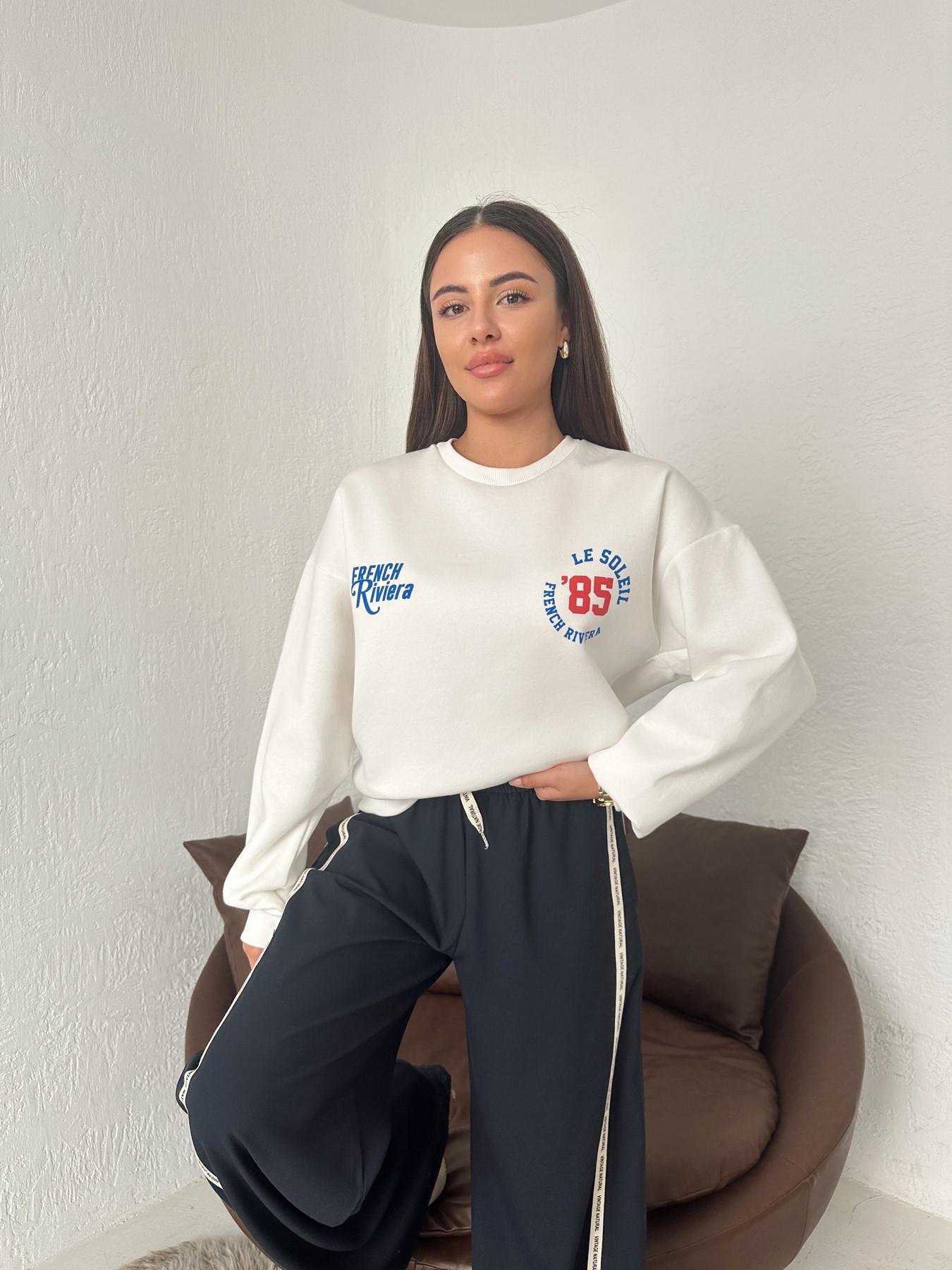 85 Baskılı Sweatshirt EKRU
