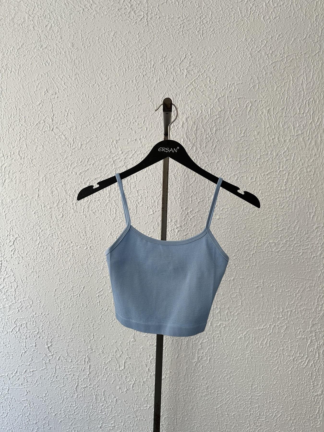 Askılı Fitilli Atlet Bebe mavi