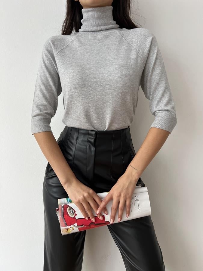 Balıkçı Yarım Kol Triko GRİ