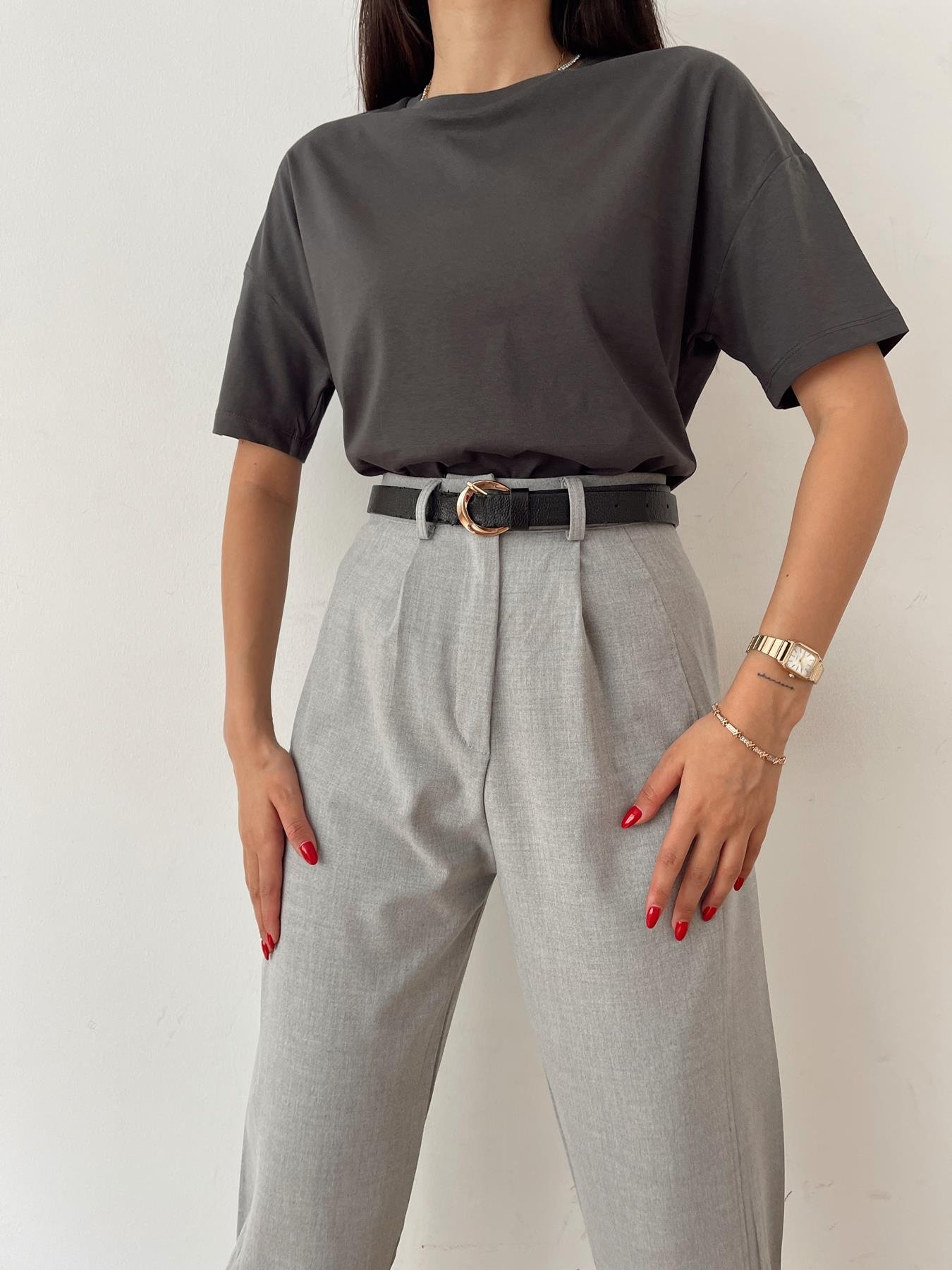 Basic Yıkamalı Tişört ANTRASİT