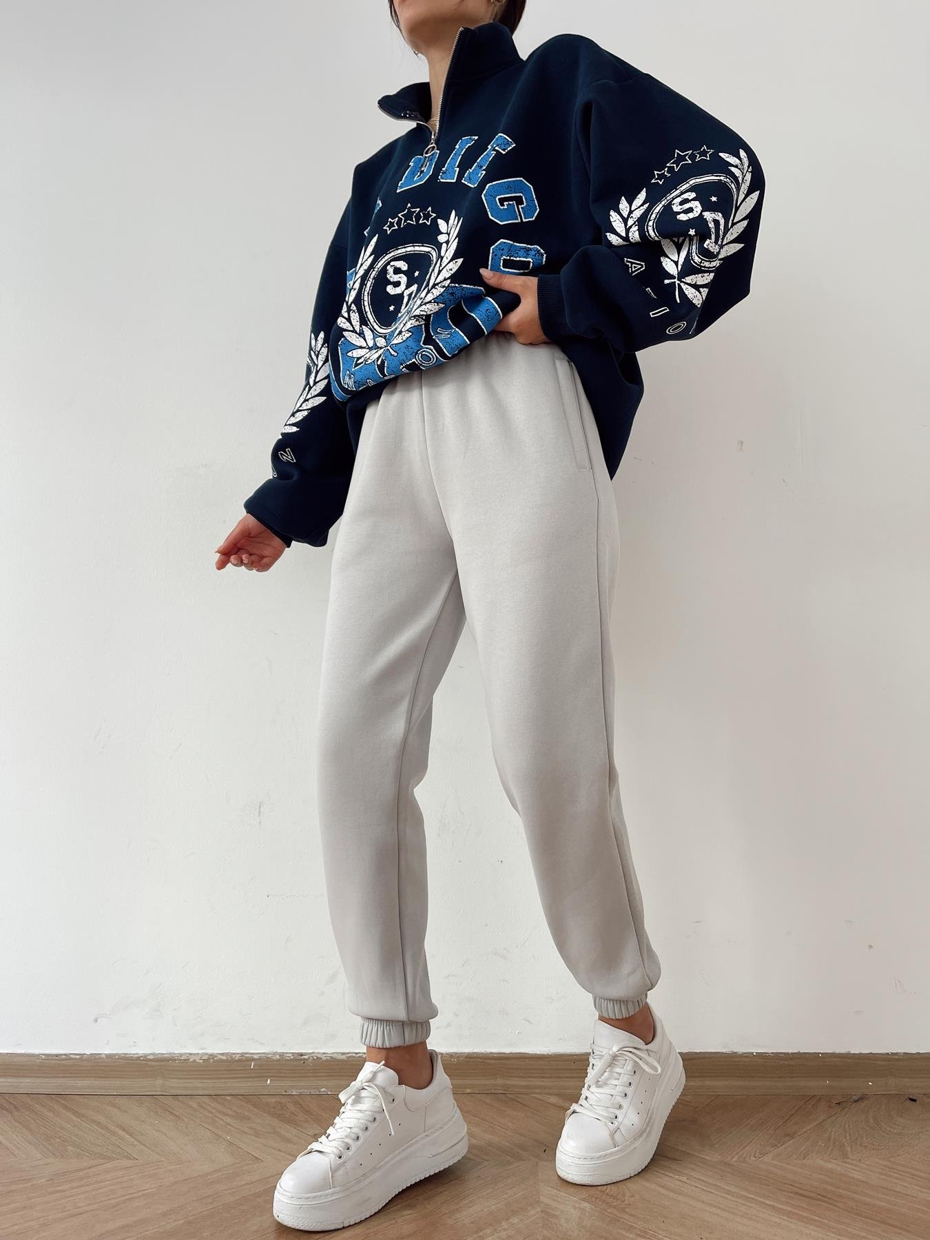 Bel Paça Lastikli 3 İplik Eşofman Altı GRİ