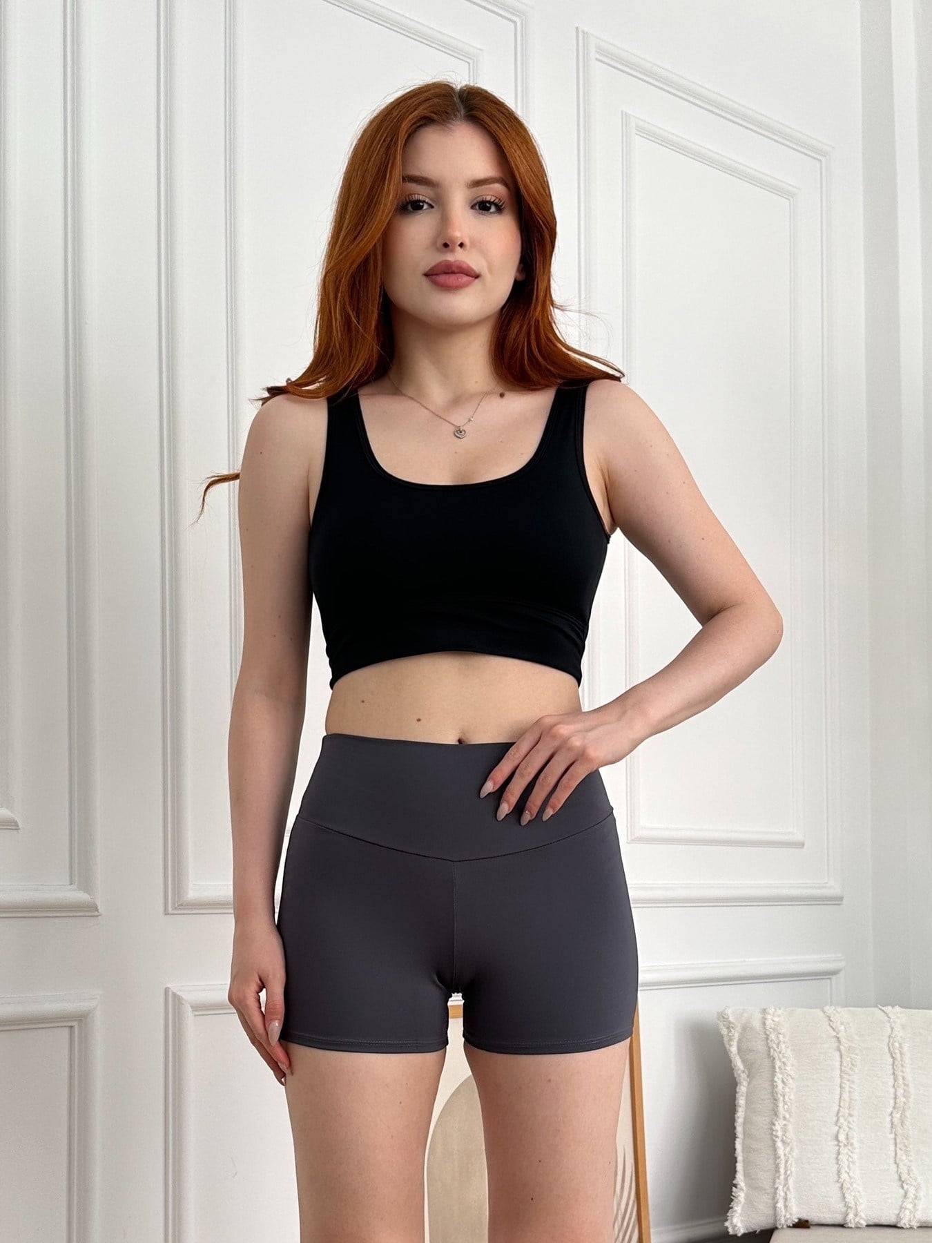 Beli Baskılı Kısa Tayt Füme