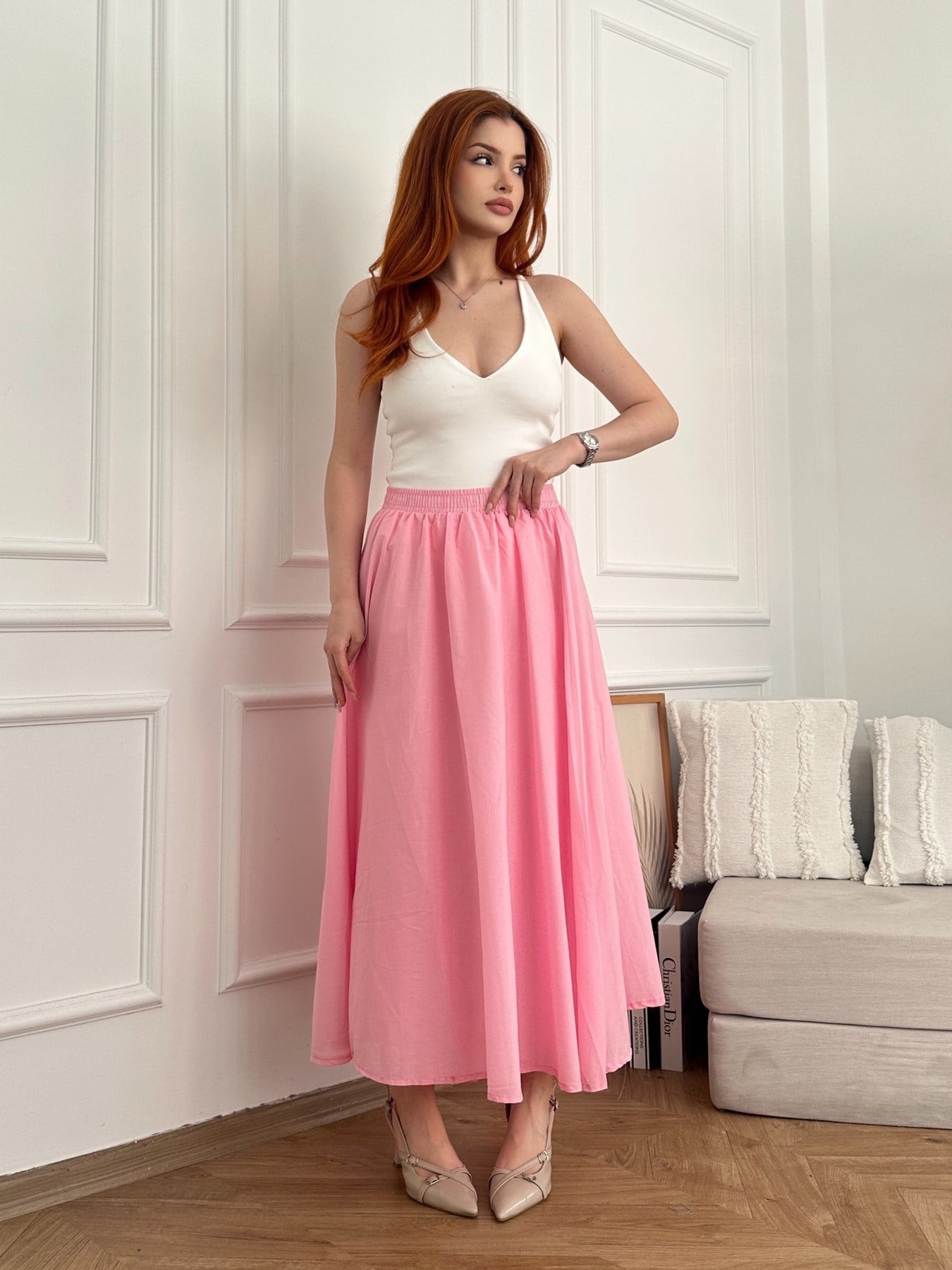 Beli Lastikli Çan Etek Şeker pembe
