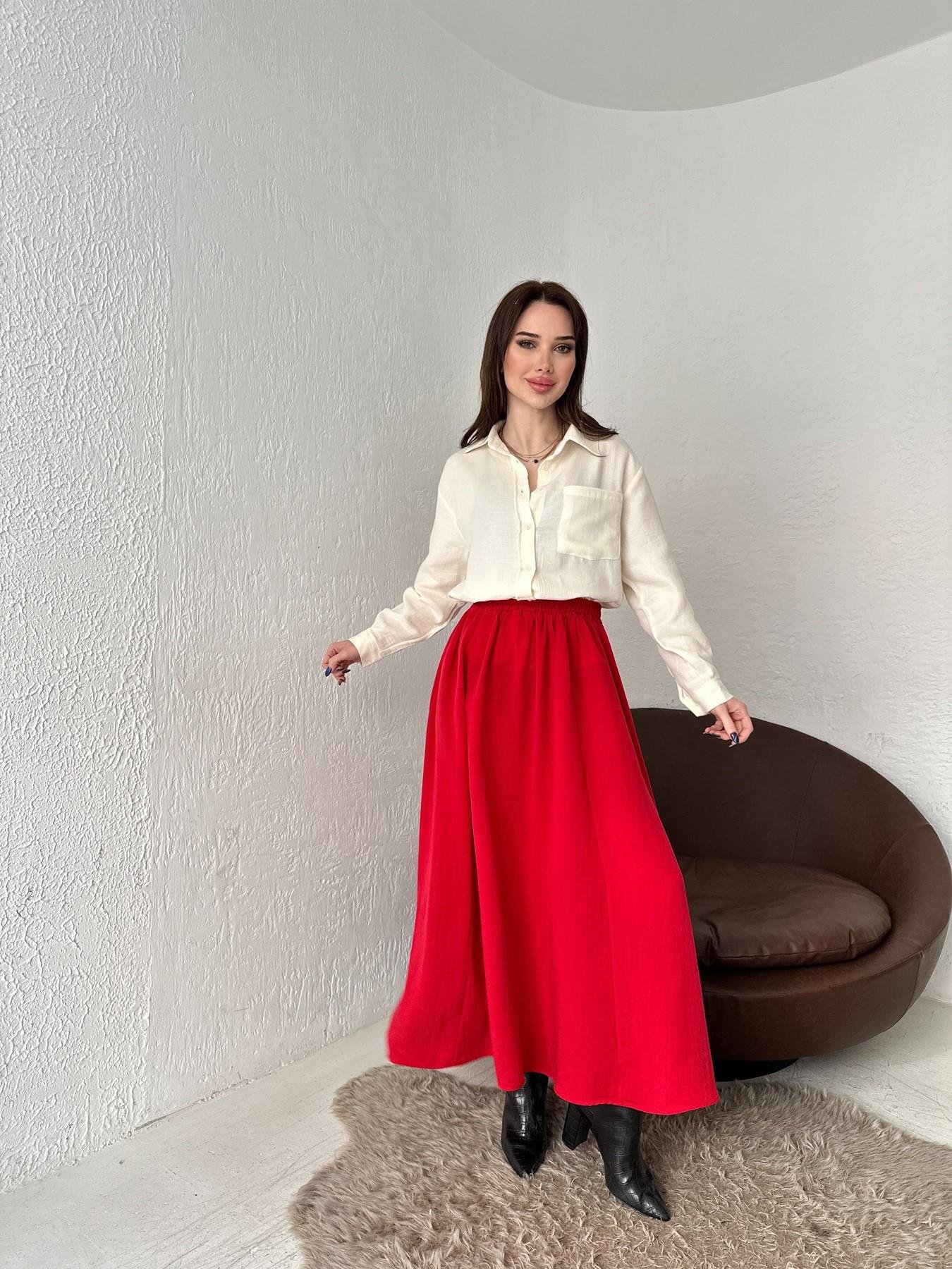 Beli Lastikli Tensel Kumaş Etek KIRMIZI