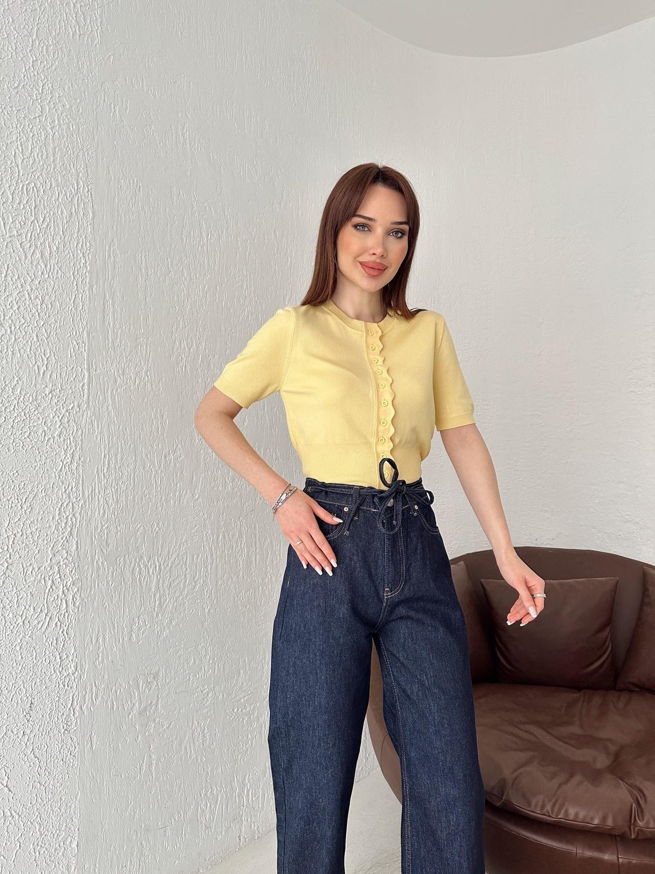 Bisiklet Yaka Dalga Detay Triko Hırka SARI