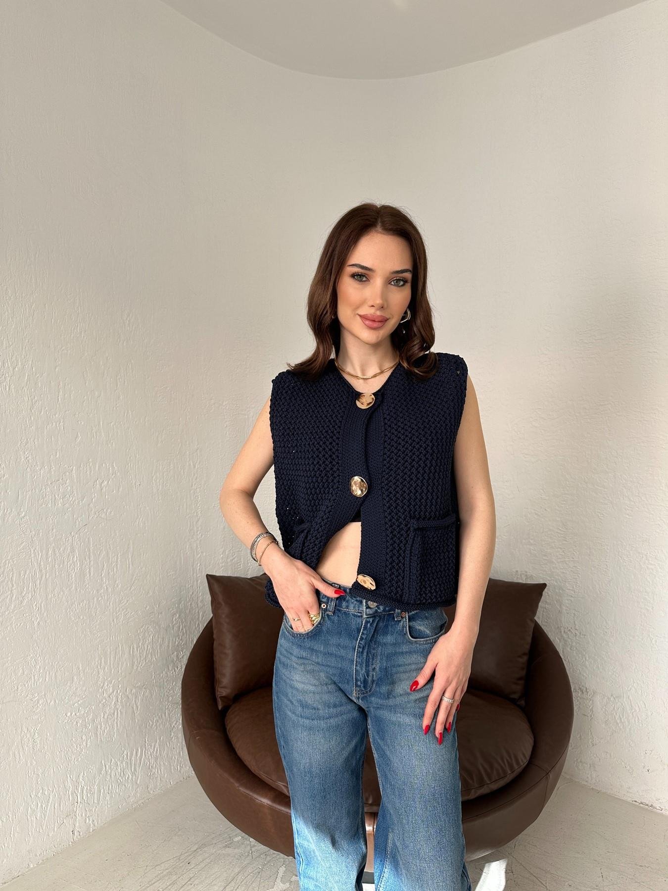 Bisiklet Yaka Düğmeli Hırka LACİVERT