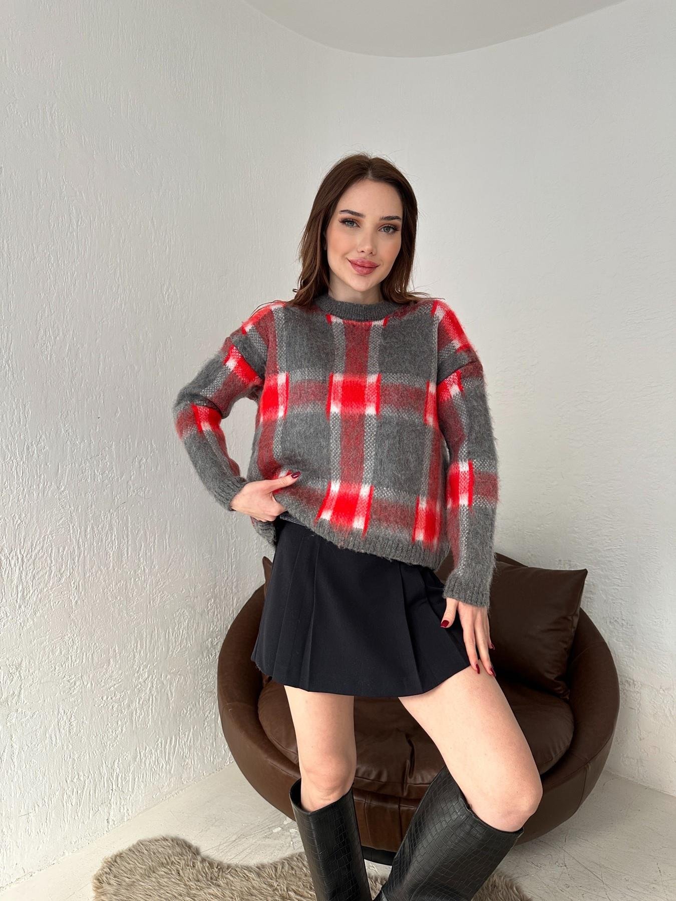 Bisiklet Yaka Ekoseli Kazak KIRMIZI