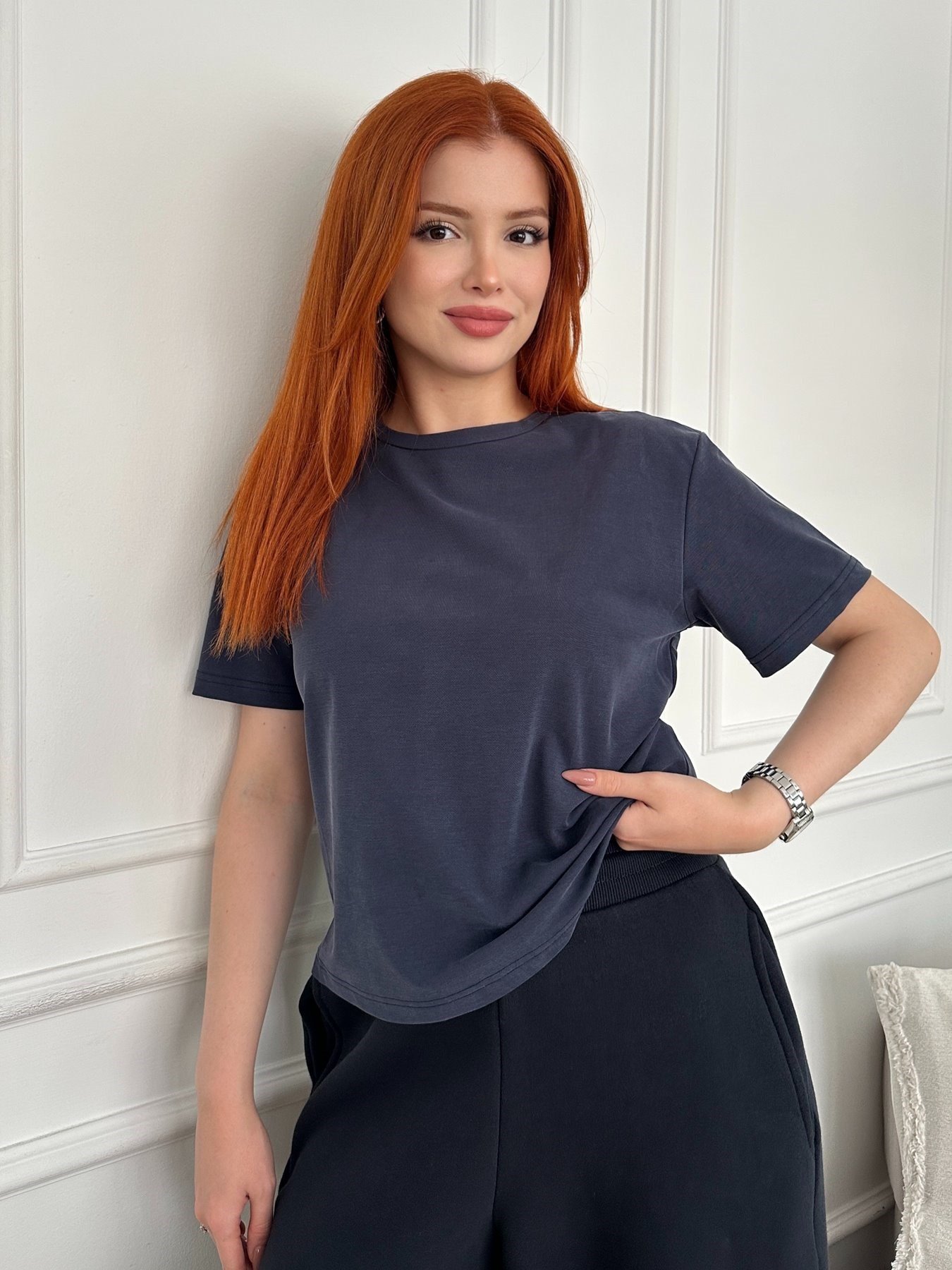 Bisiklet Yaka Kısa T-shirt Lacivert