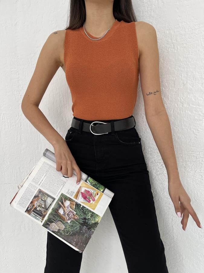 Bisiklet Yaka Kolsuz Triko BAKIR