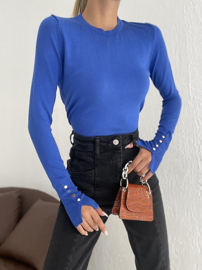 Bisiklet Yaka Kolu Droplu Kazak SAKS